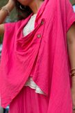 Sandbar Linen Blend Drape Front Cap Sleeve Gilet Watermelon